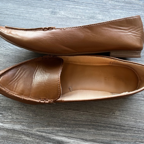 Express Cognac Saddle Brown Pointed Loafers - Picture 3 of 6